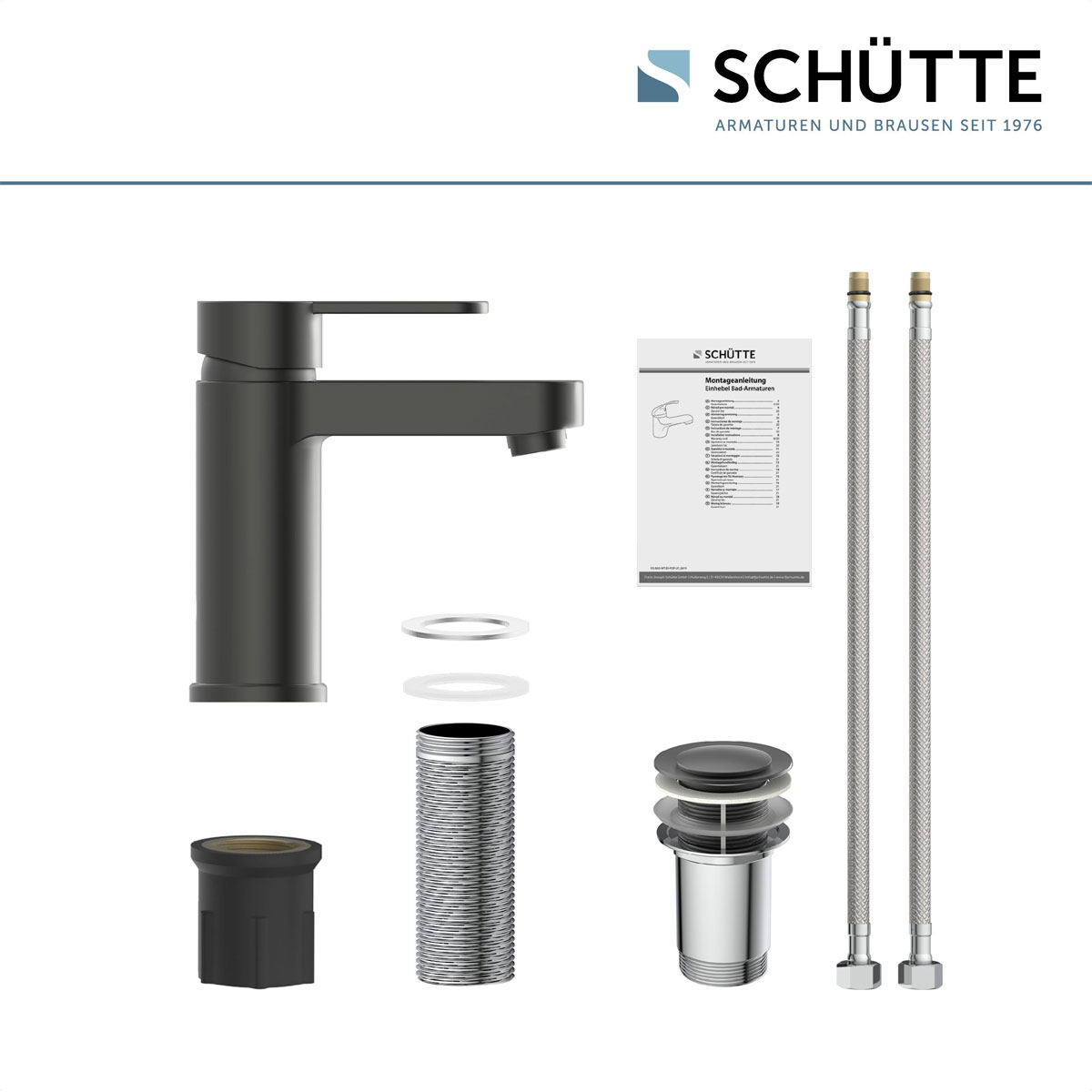 Schütte Waschtischarmatur Elephant graphit-matt inkl Push-Open-Ventil Bild 5