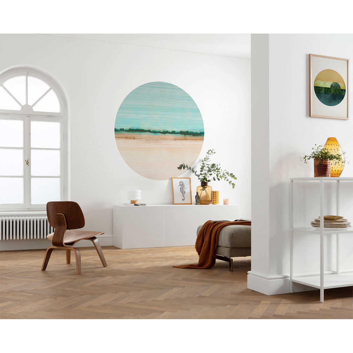 Komar  Selbstklebende Vlies Fototapete rund Beachside Durchmesser 125 cm