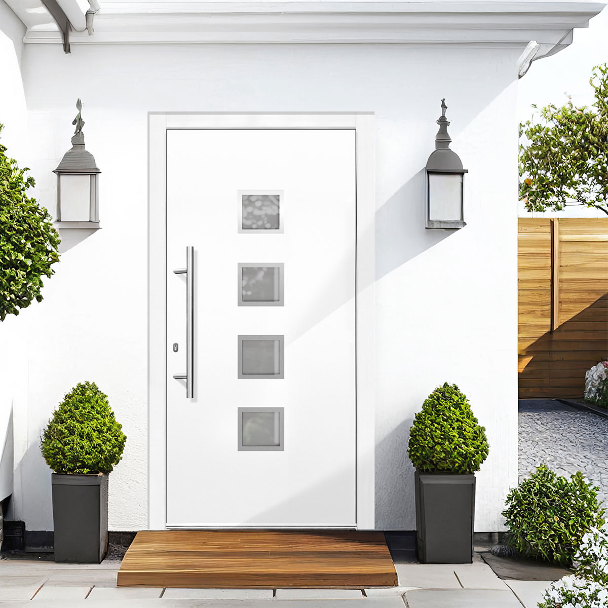 Kunststoff-Haustür Prestige KP08 DIN L weiß 100 x 210 cm Bild 4