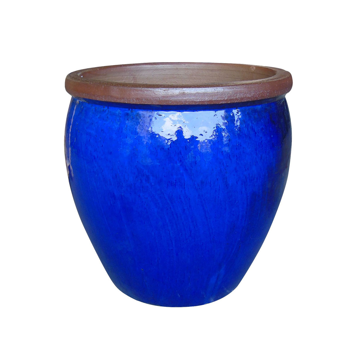 Haveson Pflanztopf Big Pot blau glasiert Durchmesser 50 x 49 cm