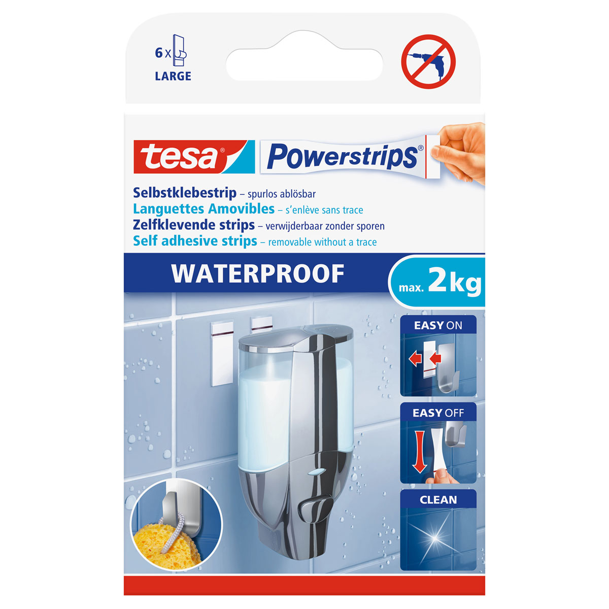 Germany product data sample: Tesa Powerstrips Waterproof Large 6 Strips