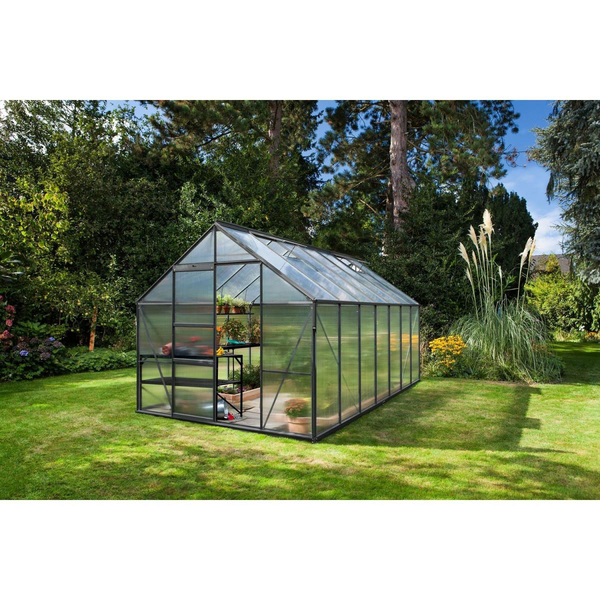 Vitavia Gewächshaus Merkur 11500 11,5m² 4 mm Hohlkammerplatte schwarz