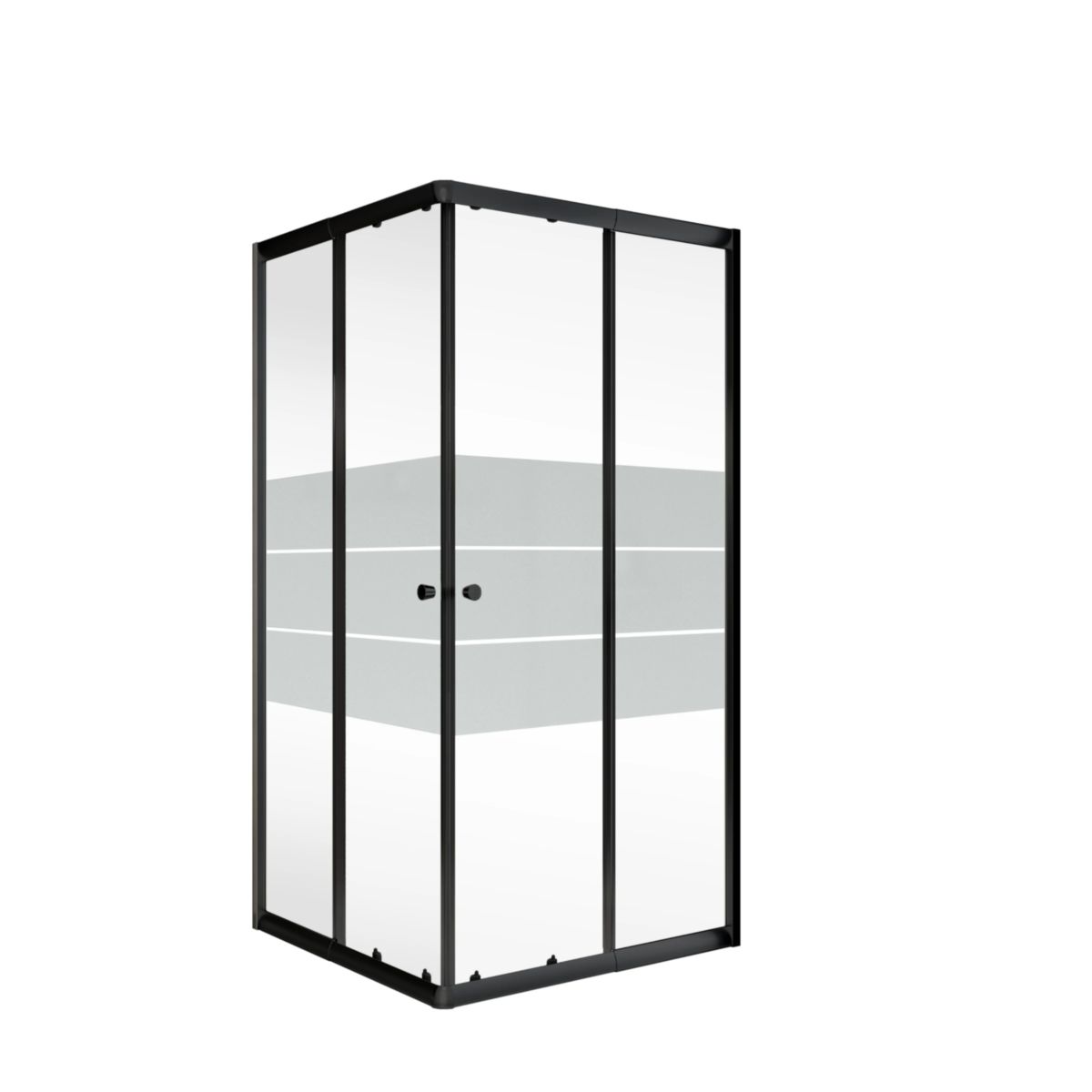 Schulte Sunny Eckeinstieg mit Gleittür, Schiebetür 4-tlg., 750-900x750-900 mm, 1800 mm, Mattschwarz, Depoli Light