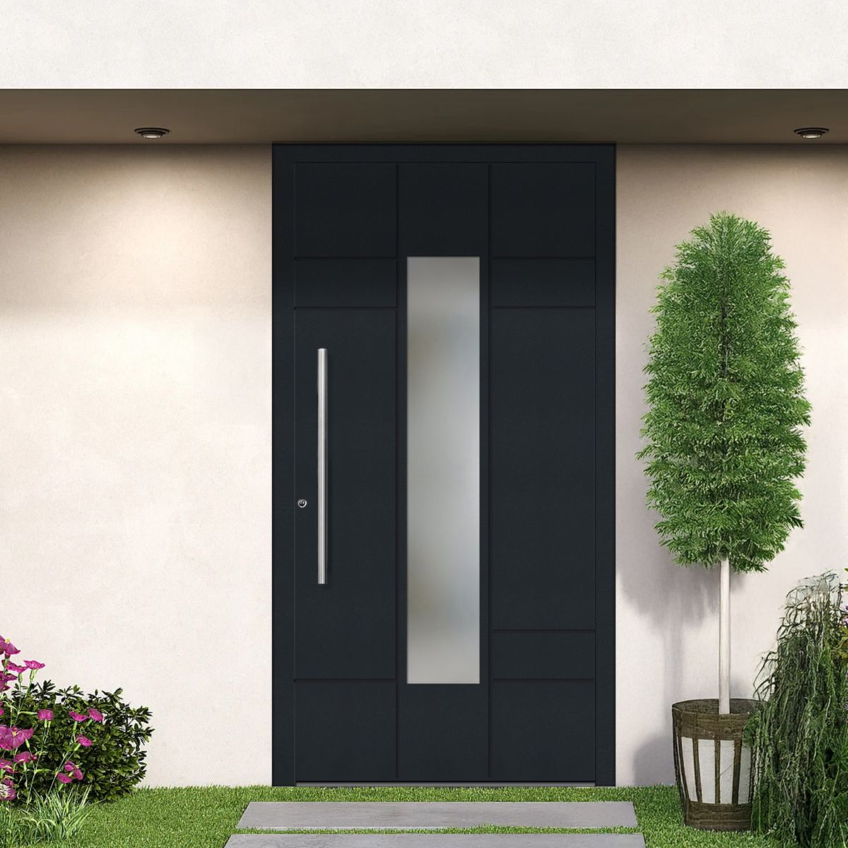 Schüco Aluminium Haustür 603 Como Excellent 1100 x 2100 mm RAL9016/7016 DL