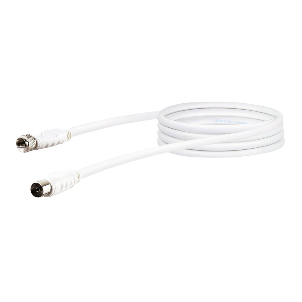 Schwaiger SAT-Antennenkabel F-Stecker auf IEC-Buchse 90 dB weiß 150 cm