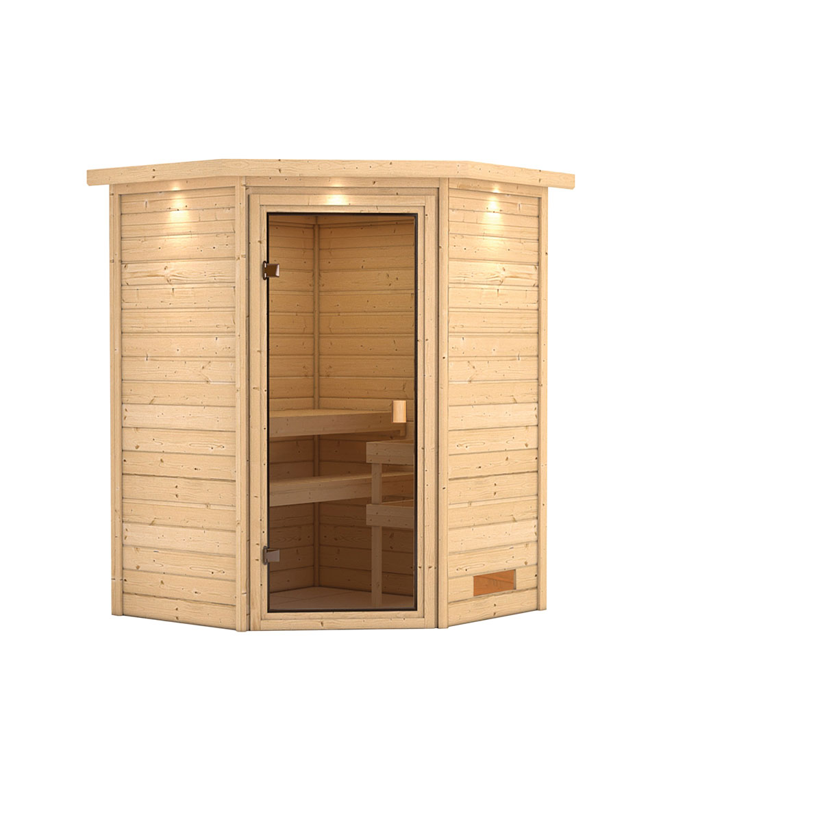 Karibu Sauna Antonia 3,6 kW mit Kranz naturbelassen ohne Ofen Bild 3