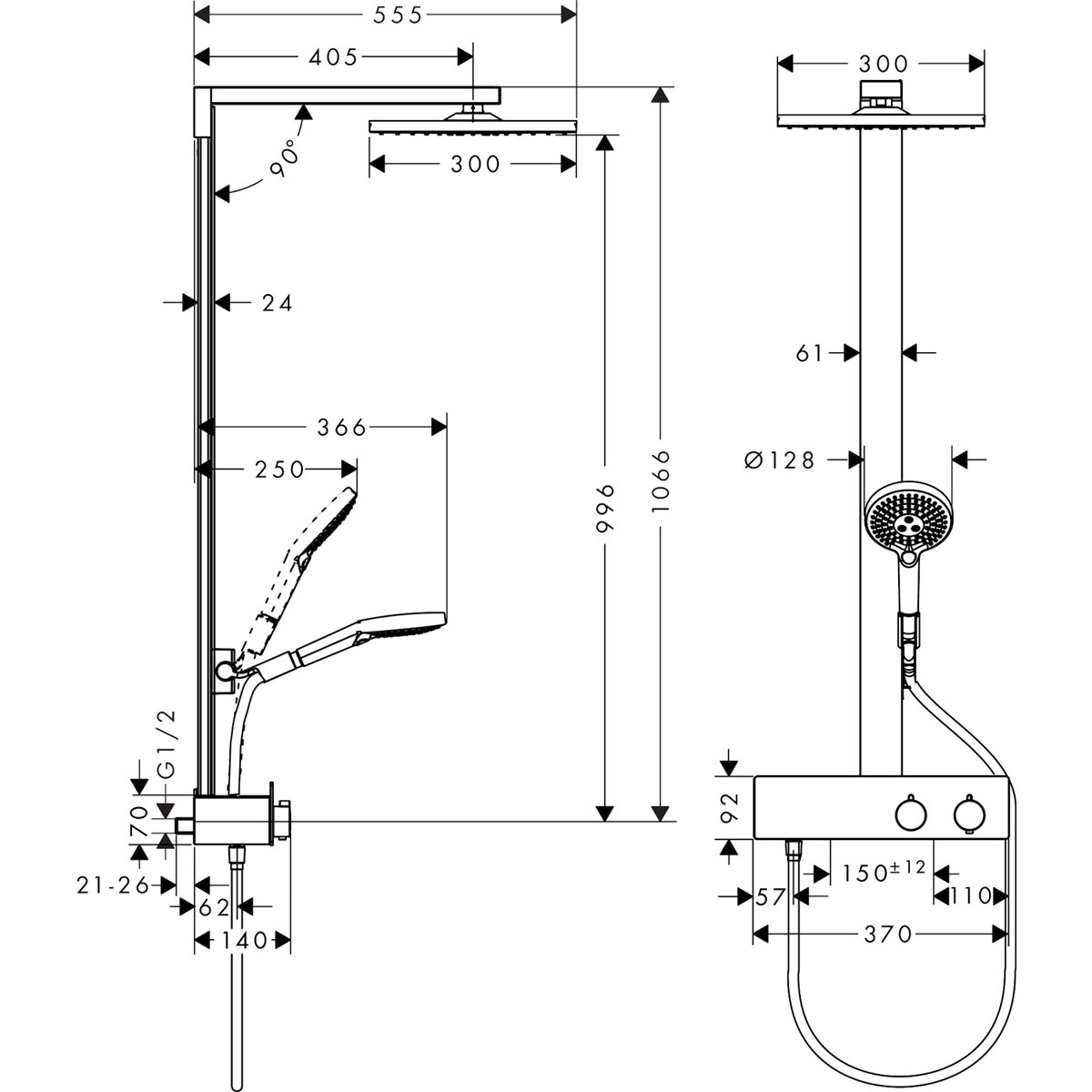 Hansgrohe  Duschsystem 300 Raindance E 1 Strahlart mit ShowerTablet 350 Chrom Bild 2