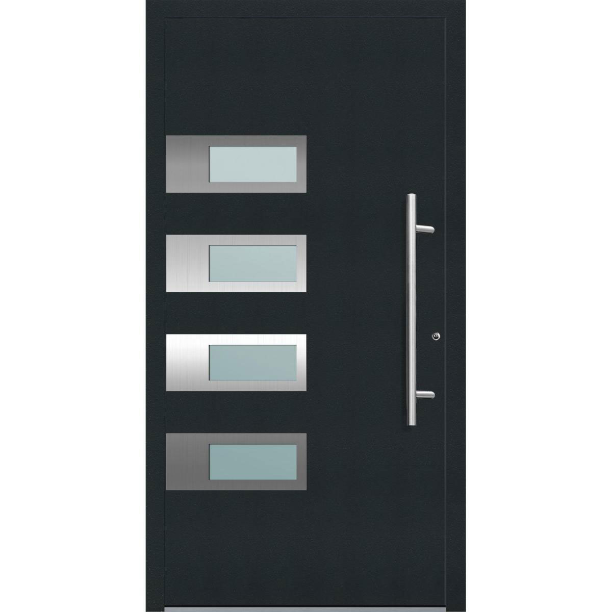 Aluminium Sicherheits-Haustür Neapel Exklusiv 75 mm anthrazit 110 x 210 cm Anschlag rechts inkl Griffset