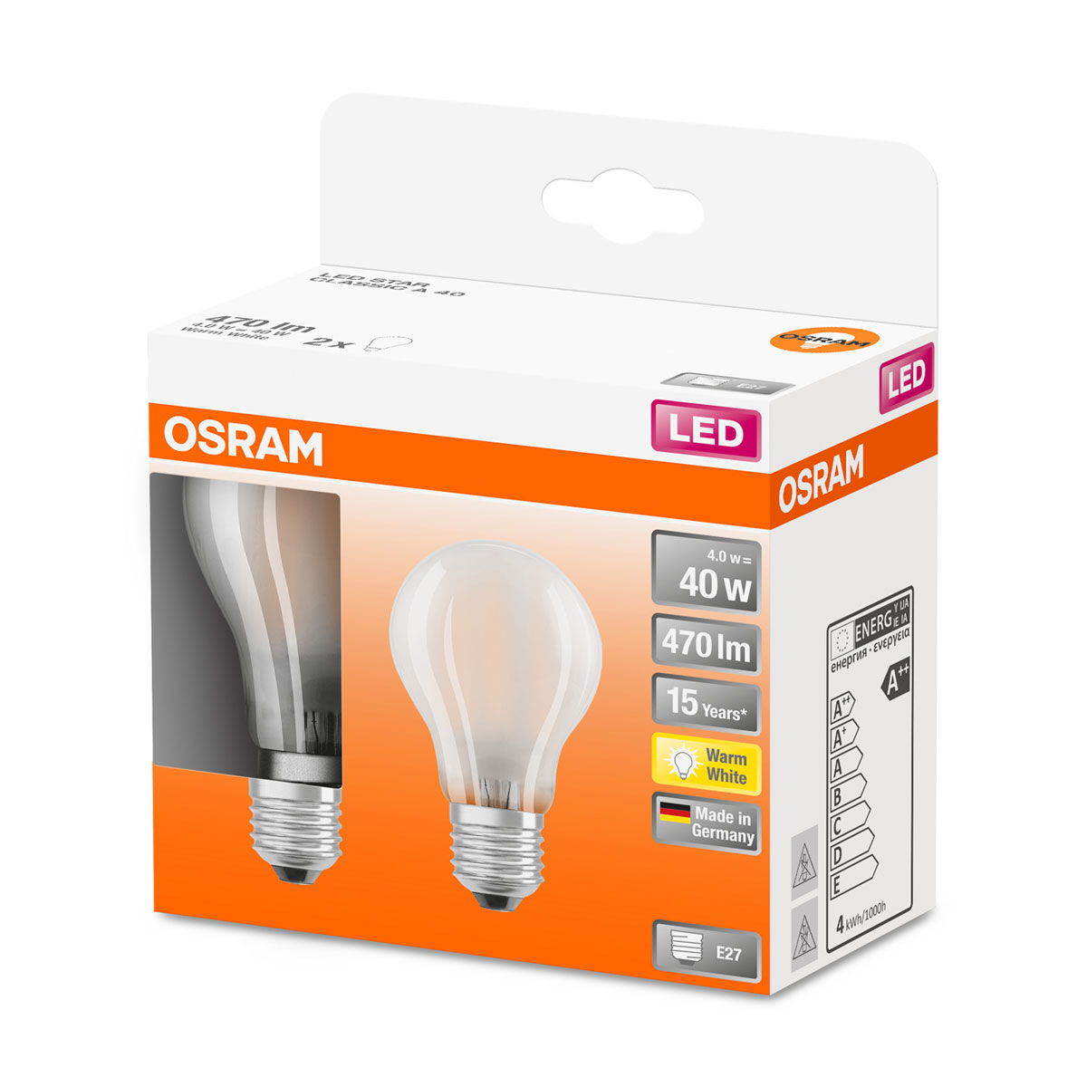 Osram LED-Glühlampe E27 warmweiß 40W 2er Pack Bild 2