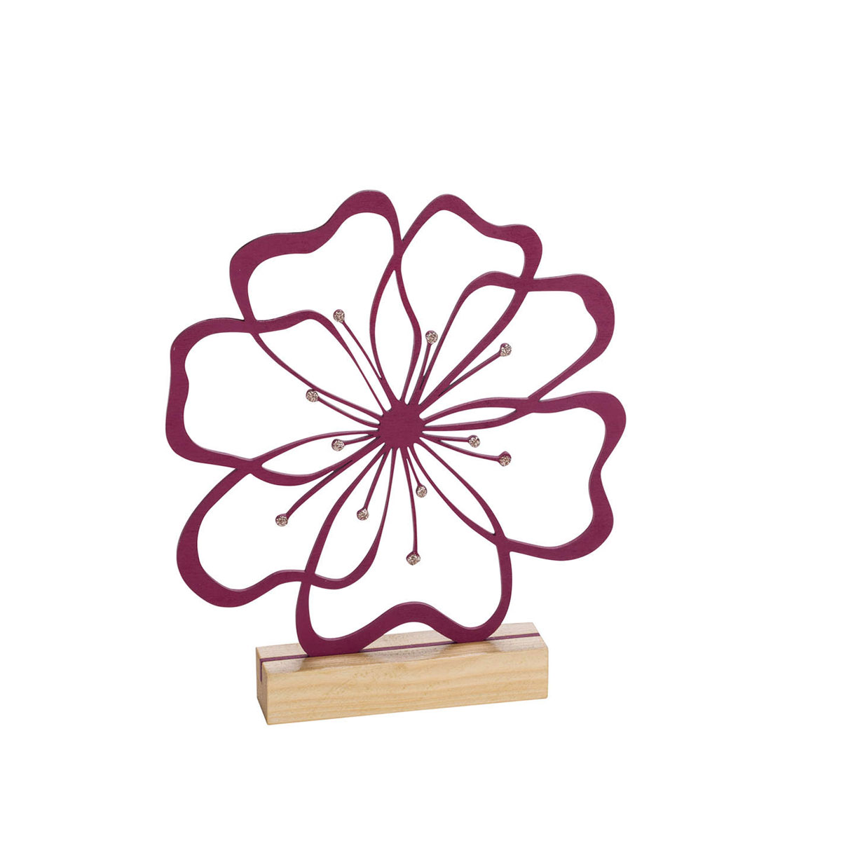 Holzblume 22 x 19 cm dunkelrosa