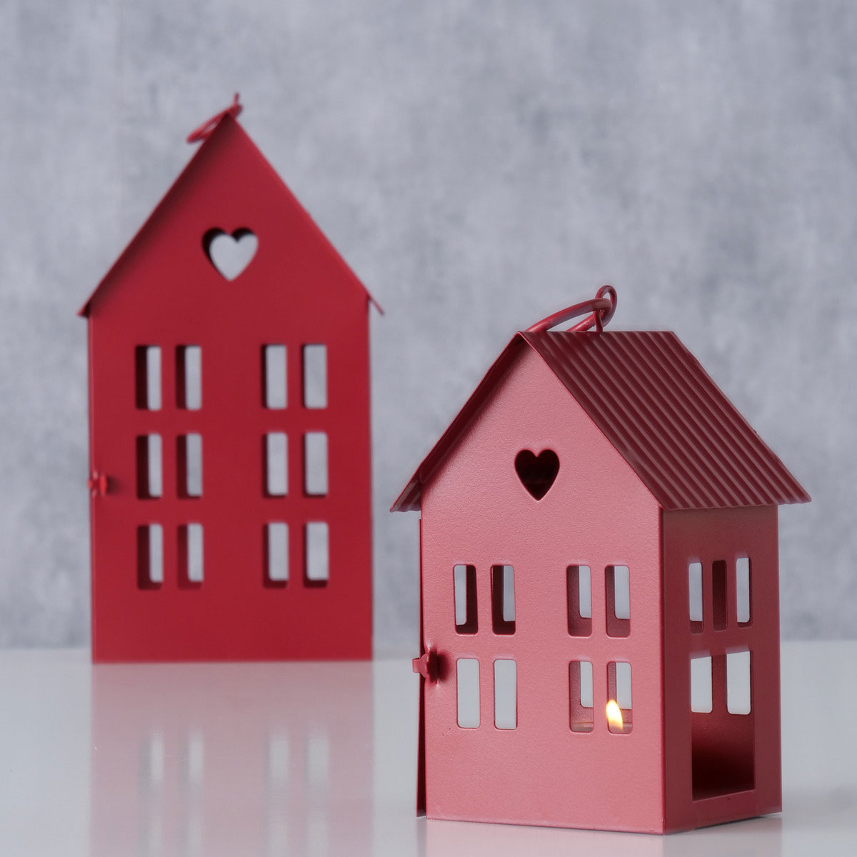 Laterne Alamo Haus 9 x 7,5 x 14 cm rot Metall Bild 1