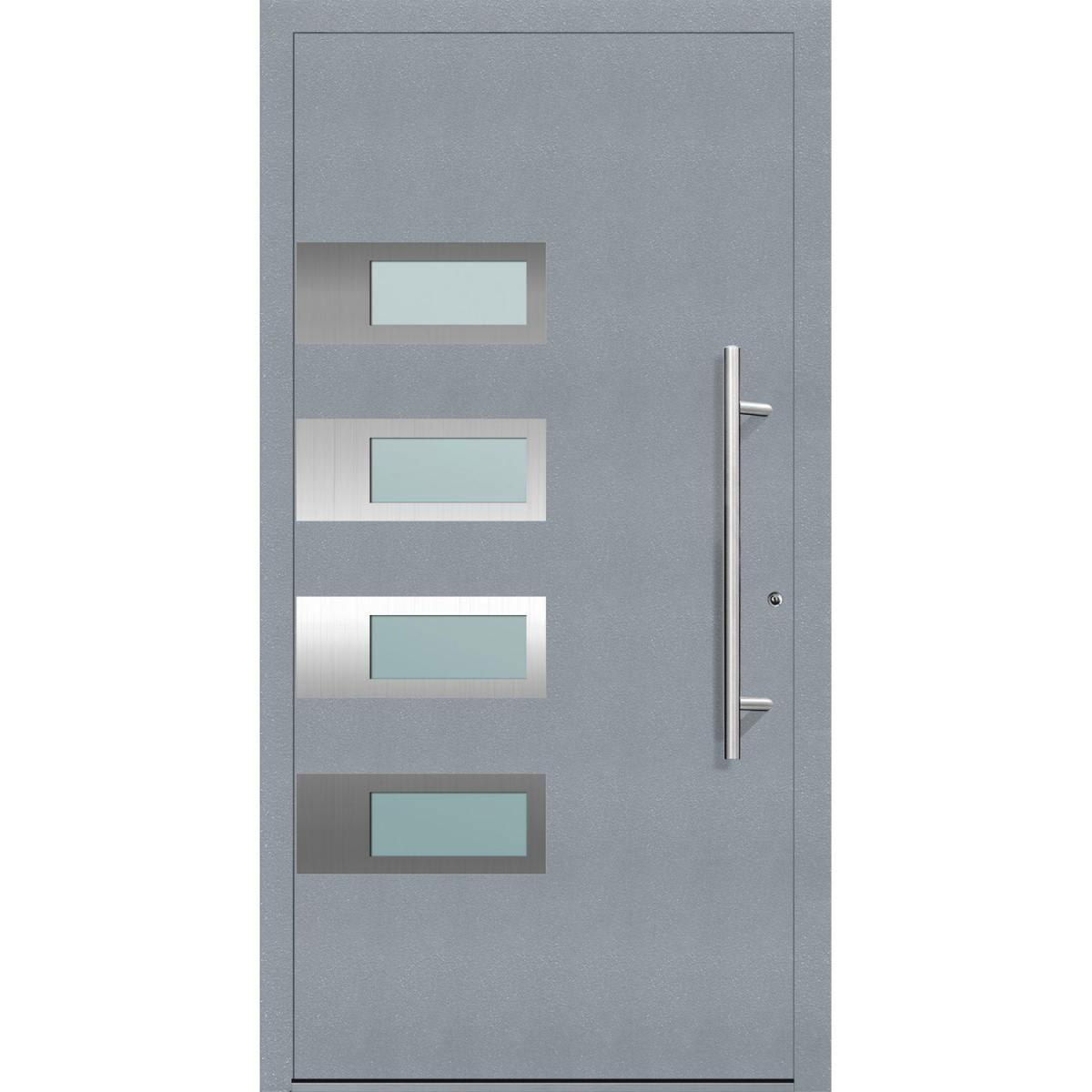 Aluminium Sicherheits-Haustür Neapel Exklusiv 75 mm grau 100 x 210 cm Anschlag rechts inkl Griffset