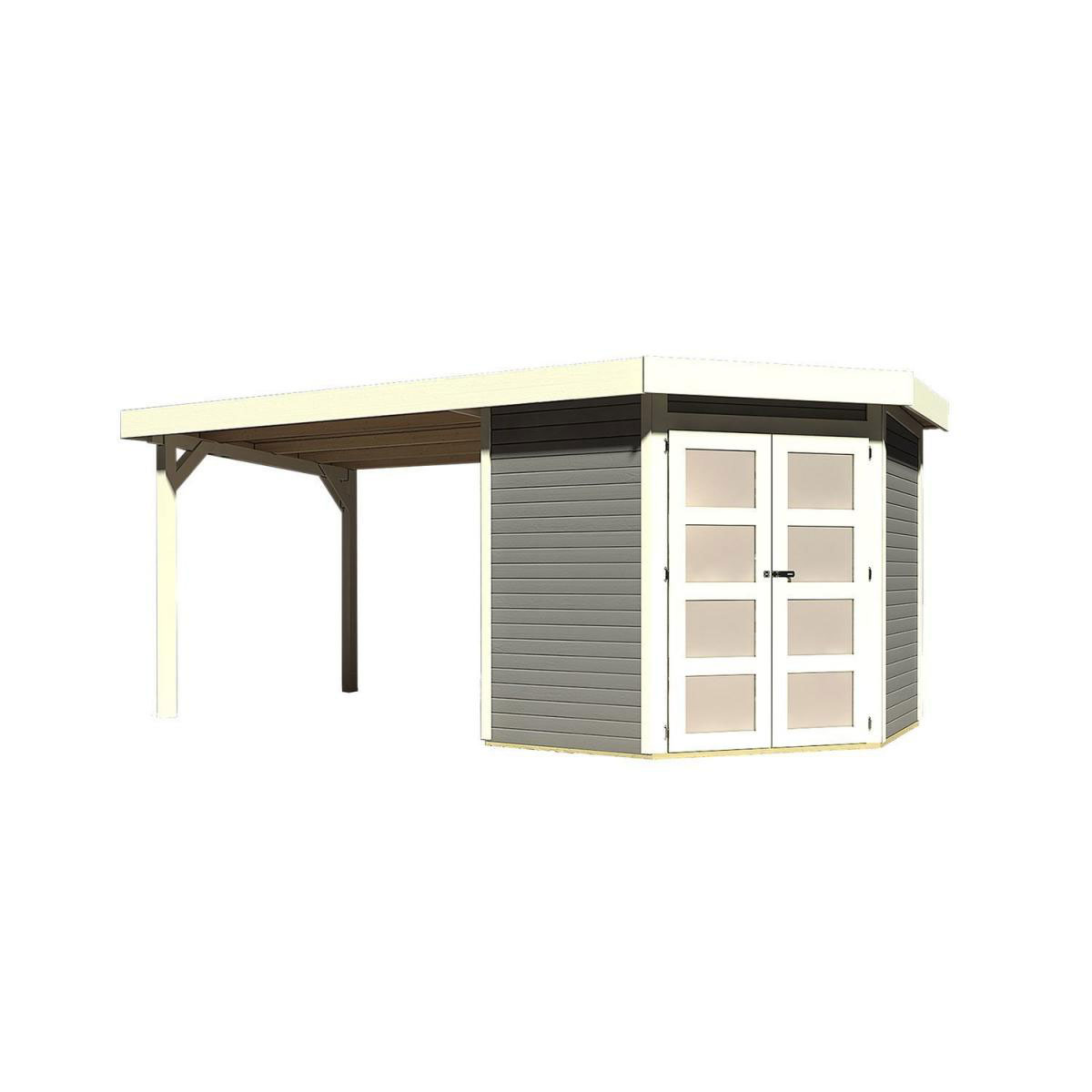 Karibu Gartenhaus Goldendorf 3/5 mit Anbaudach 260 cm 213 x 217 x 218 cm grau Bild 2