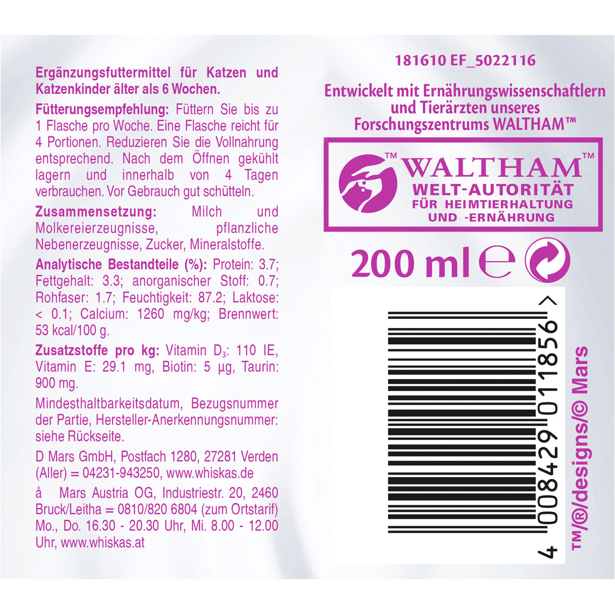 Whiskas Katzenmilch 200 ml Bild 2