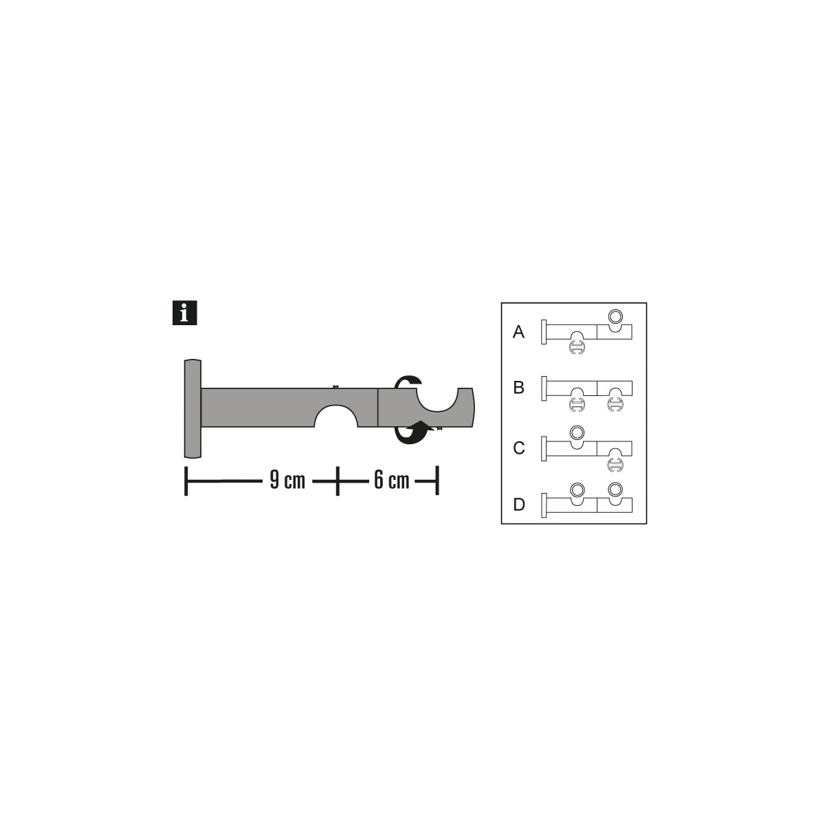 Gardinia Kombi-Träger Kira 2-läufig Durchmesser 19 mm silber Bild 3