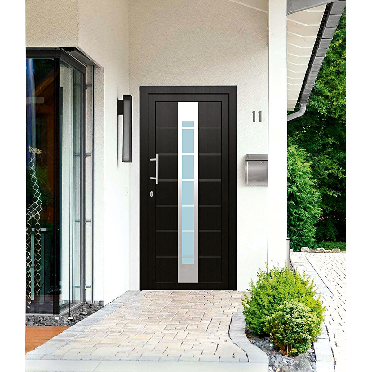 Kunststoff-Haustür D84 anthrazit 100 x 210 cm Anschlag links Bild 3