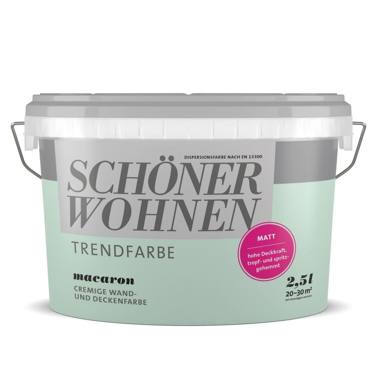 Schöner Wohnen Farbe Wand- und Deckenfarbe Trendfarbe Macaron Matt 2,5 L Bild 1