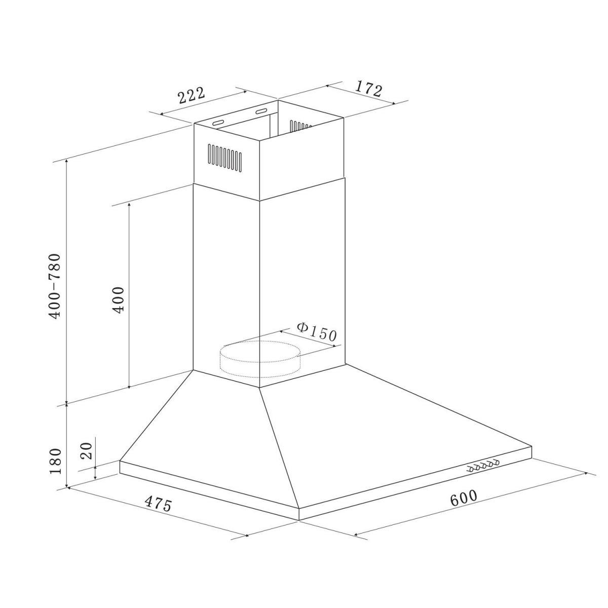 Respekta Nola Kaminhaube CH22058IXB 60 cm Edelstahl Bild 2
