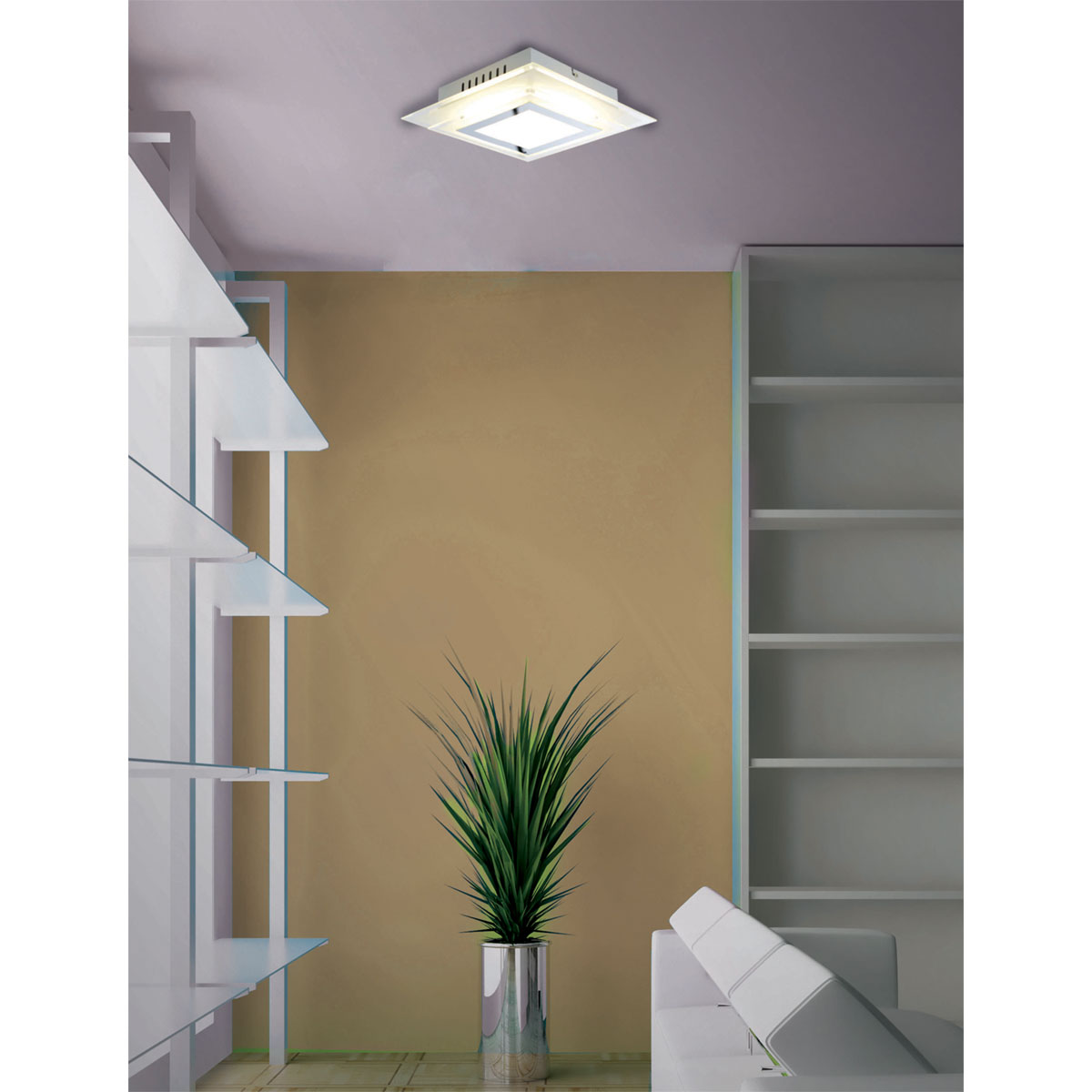 Naeve LED DL Lucca Metall/Glas silberLxBxH: 28x28x7,5cm Bild 11