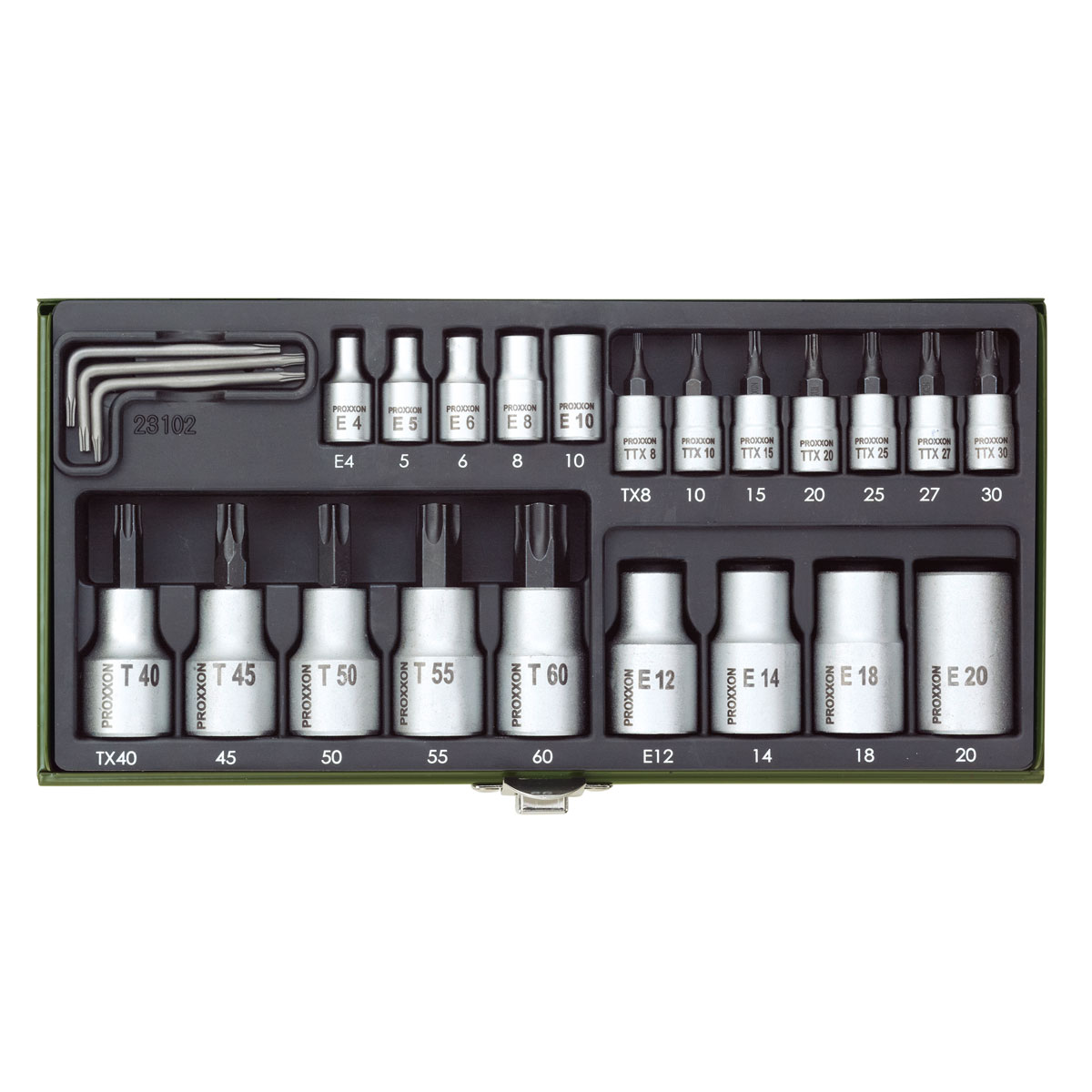 Proxxon Industrial Steckschlüssel-Satz TX 1/4 und 1/2 Zoll 24-teilig