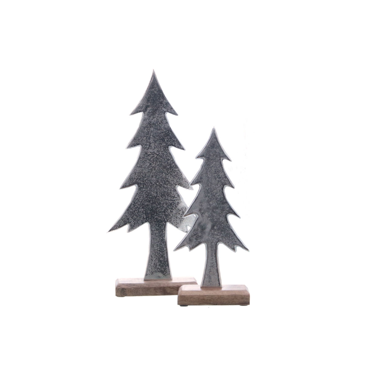 Tanne auf Stand Aluminium vernickelt auf Mangoholz 19 x 5 x 41,5 cm