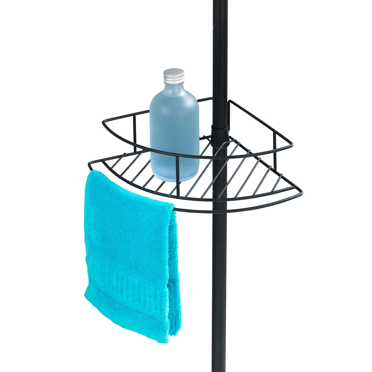 Wenko  Teleskop-Eckregal Dolcedo Edelstahl Schwarz matt rostfrei Duschregal Bild 2