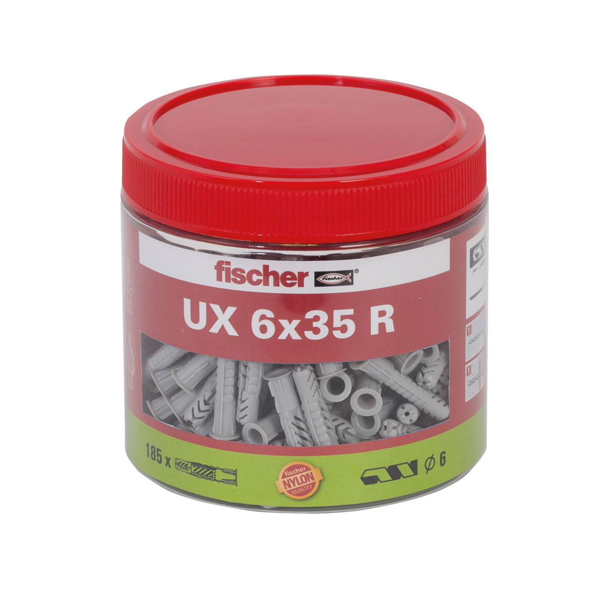 Fischer  Universaldübel UX 6 x 35 mm mit Rand in Dose 185 Stück Bild 1