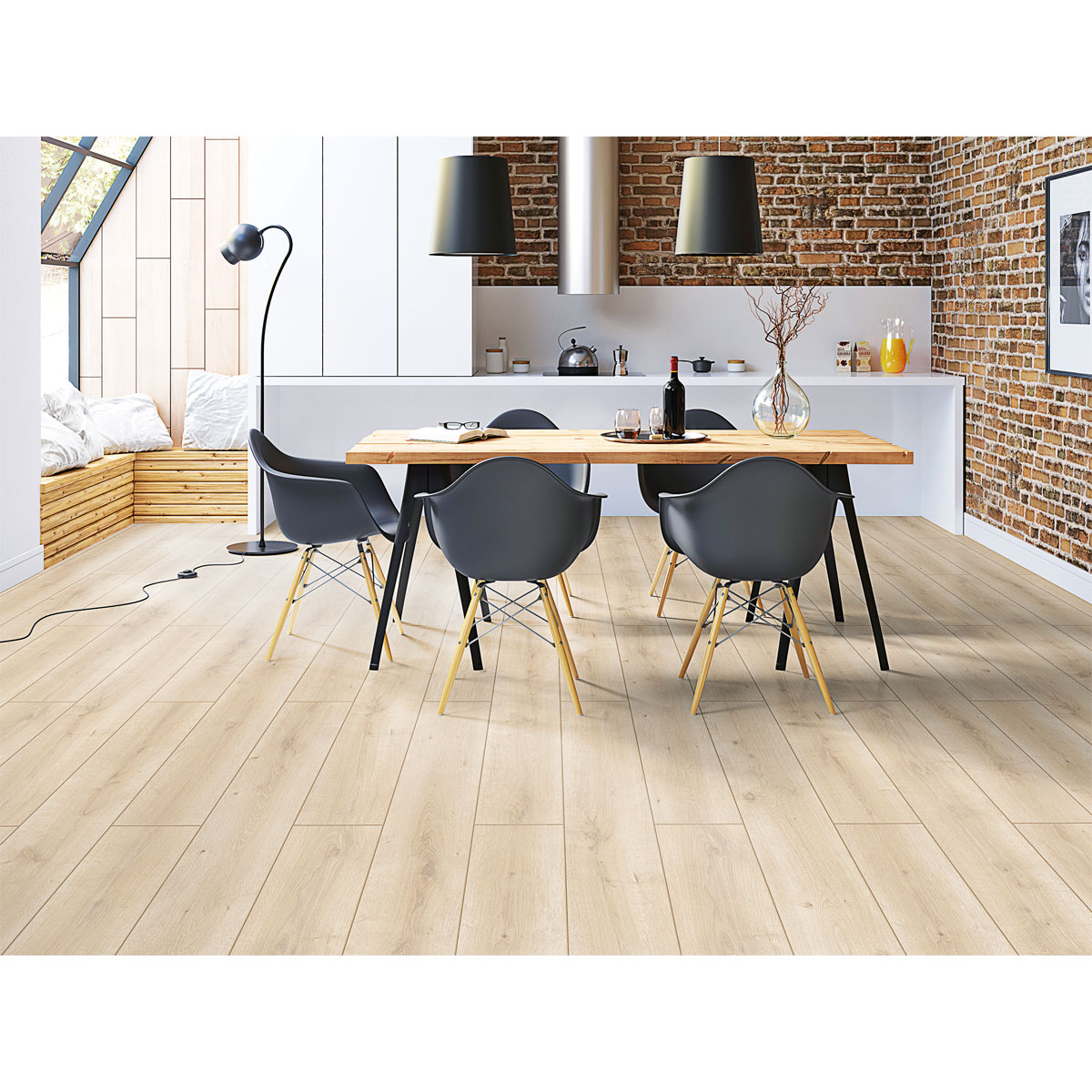 Specht Laminatboden Deluxe Aqua Eiche natur 128,5 x 19,2 cm Bild 4