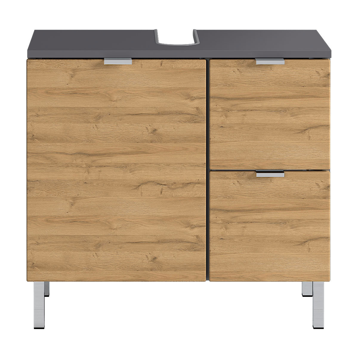 Waschbeckenunterschrank Maureen 2 Schubkästen 60 x 56 x 34 cm graphit/Grandson-Eiche-Nachbildung Bild 1