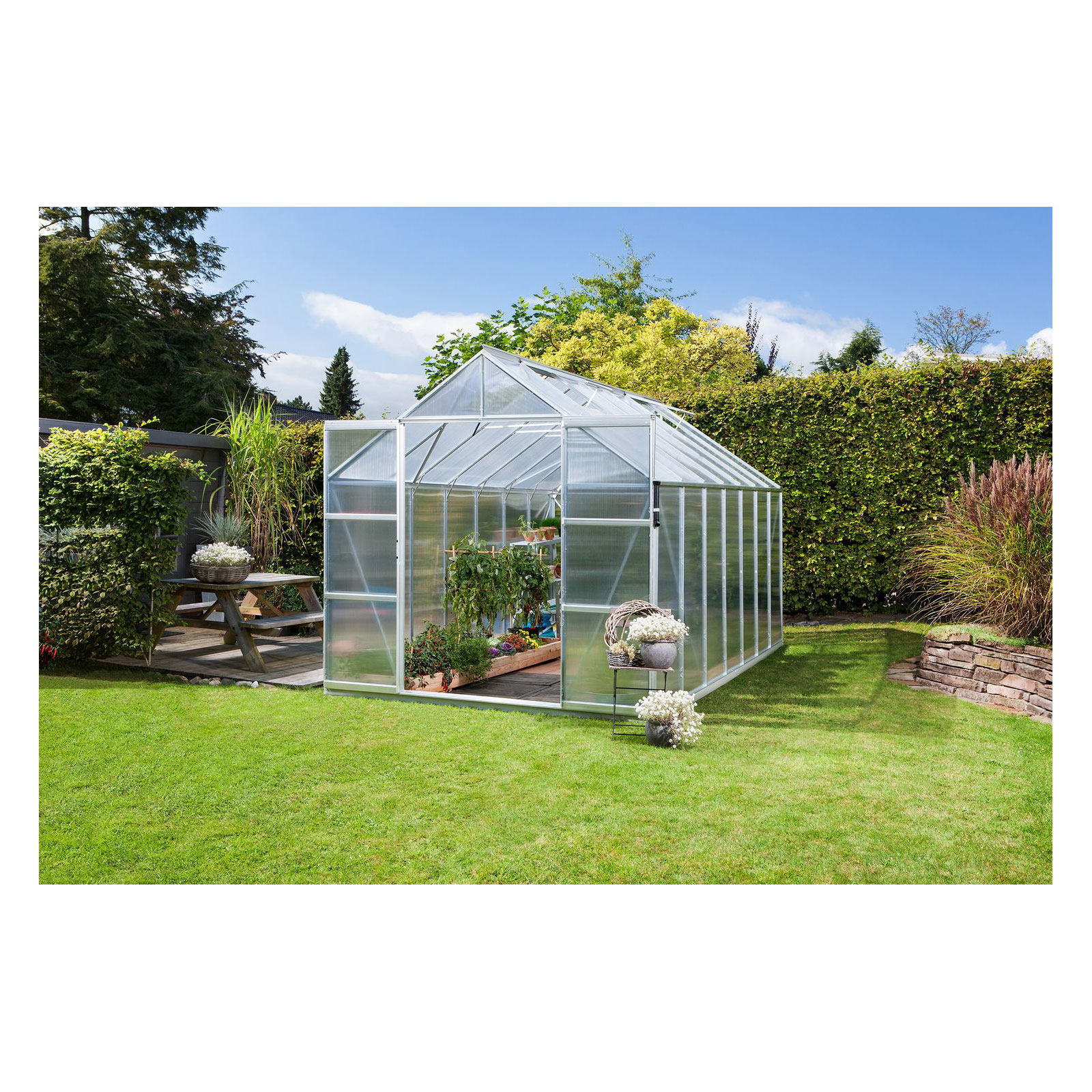 Vitavia Gewächshaus Uranus 11500 11,5m² 4 mm Hohlkammerplatten silber Bild 1