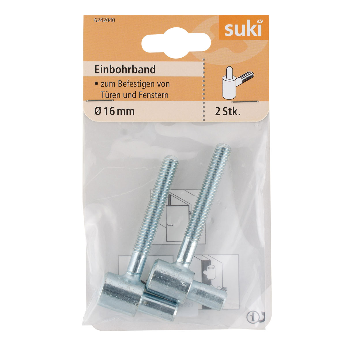 Suki Einbohrband Stahl Durchmesser 1,6x Durchmesser 0,86 x 6 cm verzinkt 2 Stück Bild 1