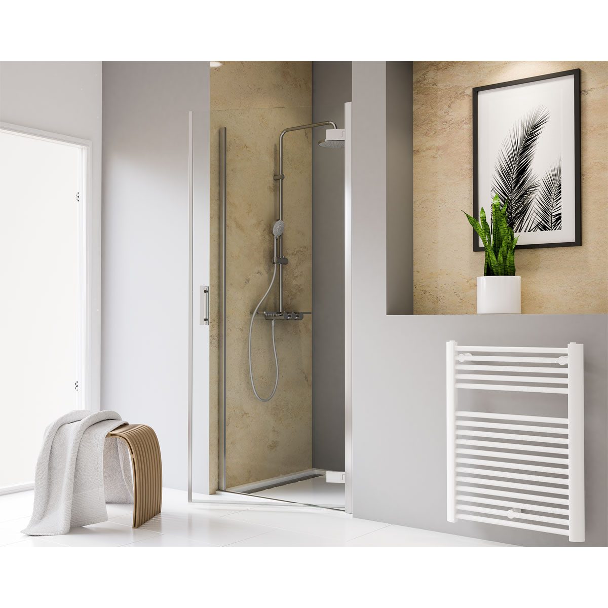 Schulte Drehtür pendelbar in Nische Toura 100 x 200 cm chrom Anschlag rechts