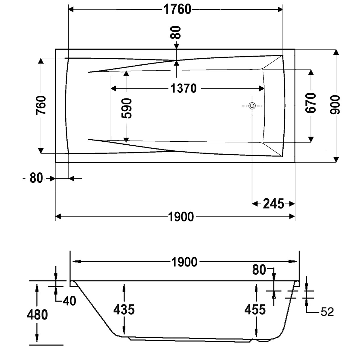 Ottofond Whirlpool-Komplettset Atlanta 190 x 90 cm inklusive Farblichtwechsler Bild 2