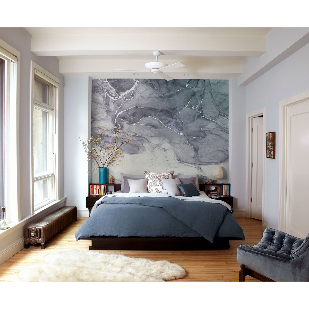 Komar  Vlies Fototapete Ink Blue Fluid 300x280 cm