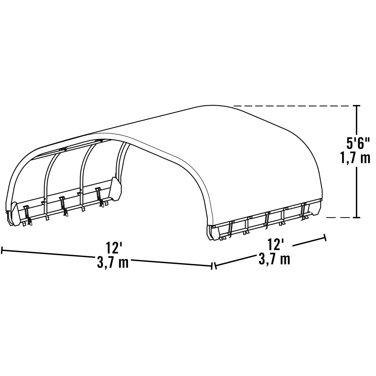 ShelterLogic Weidezelt Überdachung 13,7 m² 370x370x170cm Grün Bild 8