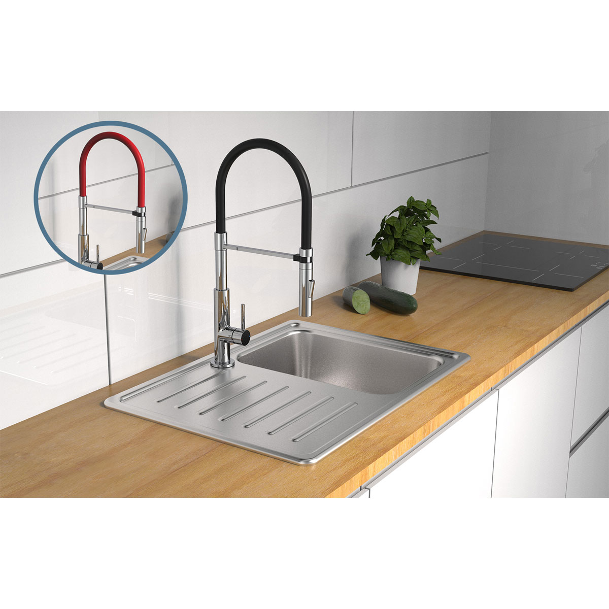 Schütte Küchenarmatur mit ausziehbarer Brause 79180 Stilo chrom schwarz Bild 9