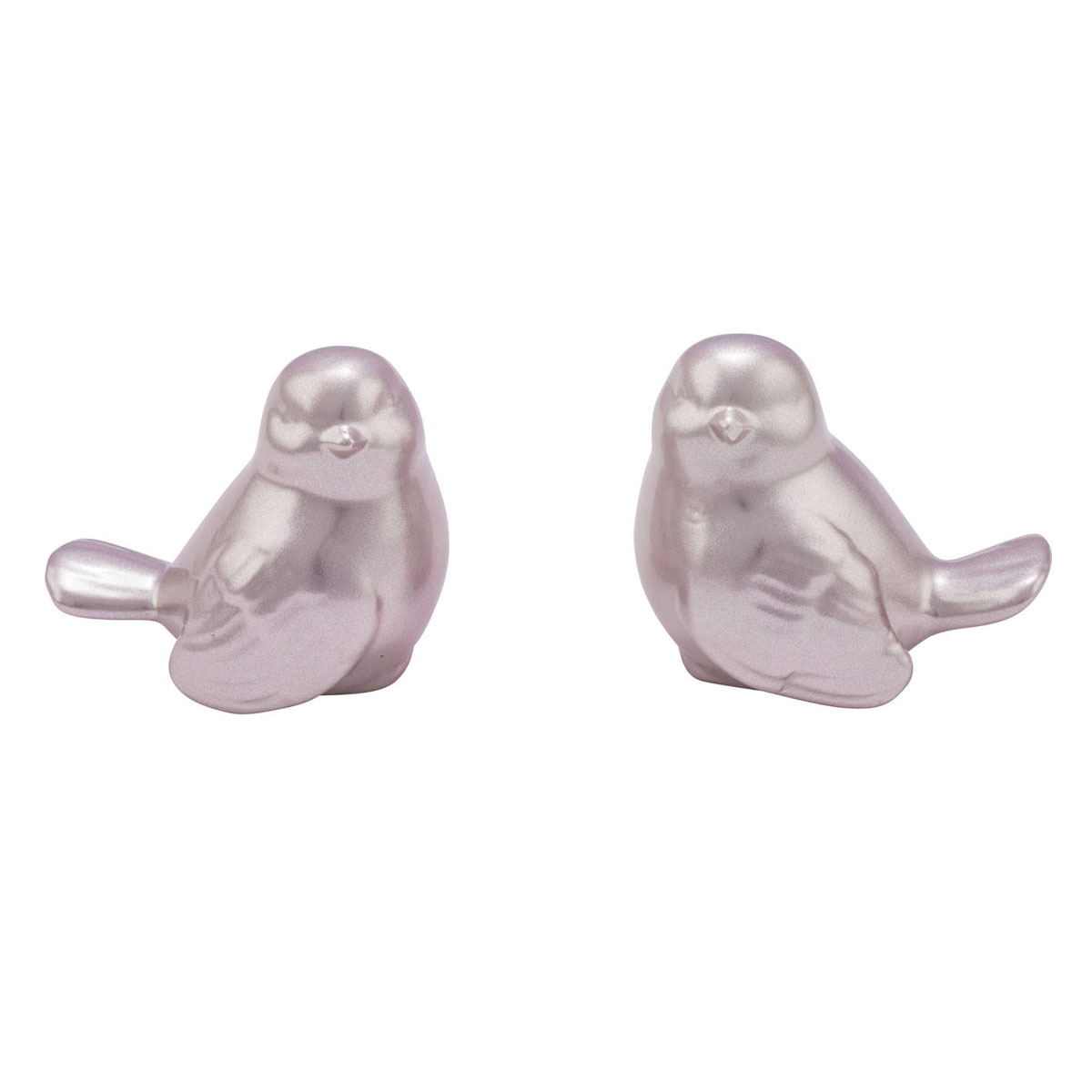 Keramikvogel 10 x 7,5 x 8,5 cm rosemetallic