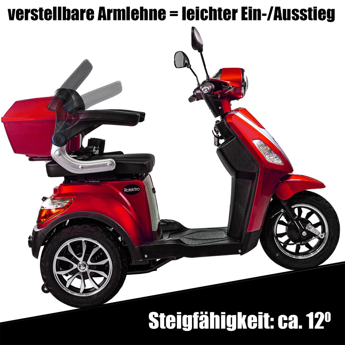Rolektro E-Dreiradroller „25 V.3“ 1000 W, rot Bild 4