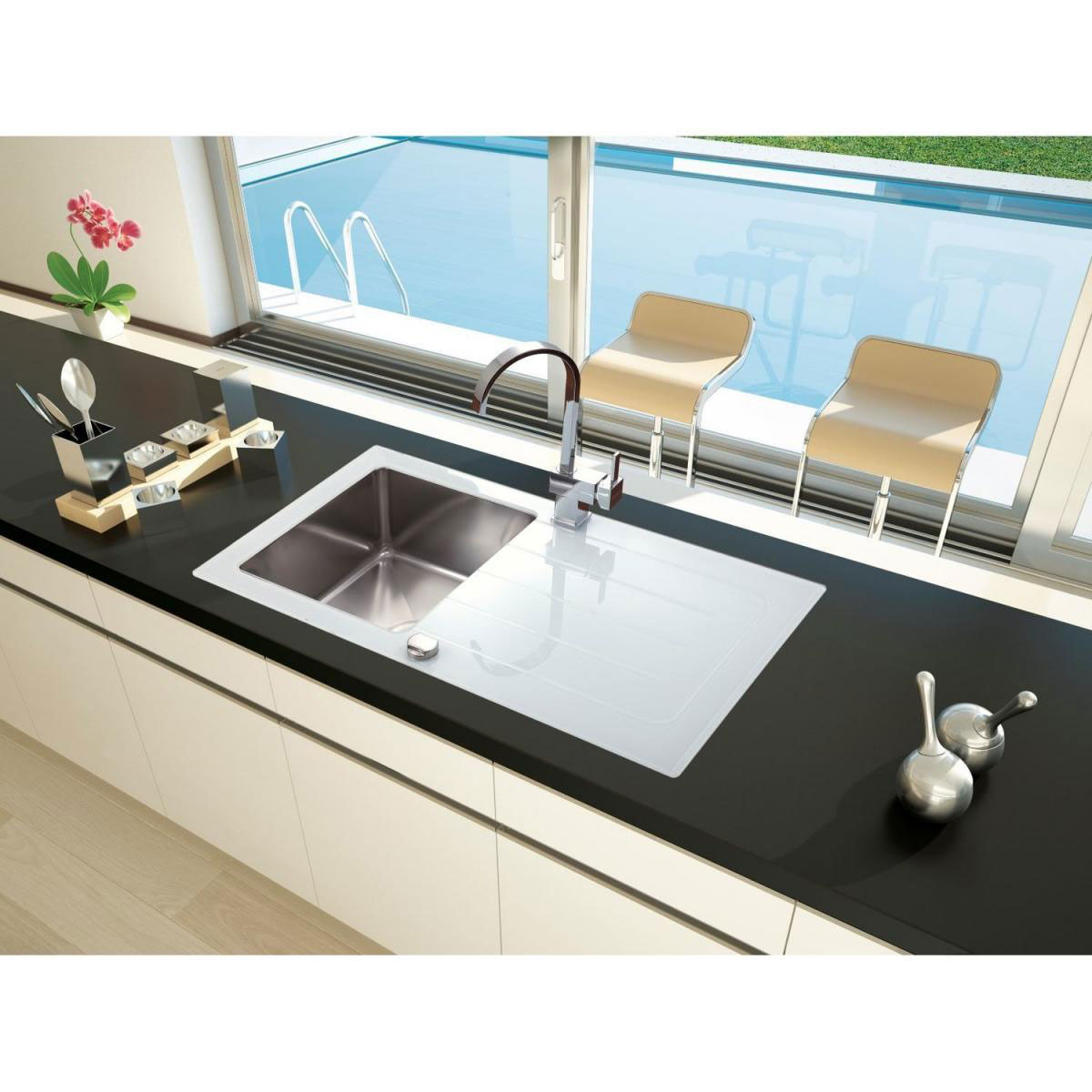 Respekta New York Glasspüle NEWYORK86X50W 86 x 50 cm Weiß Bild 2