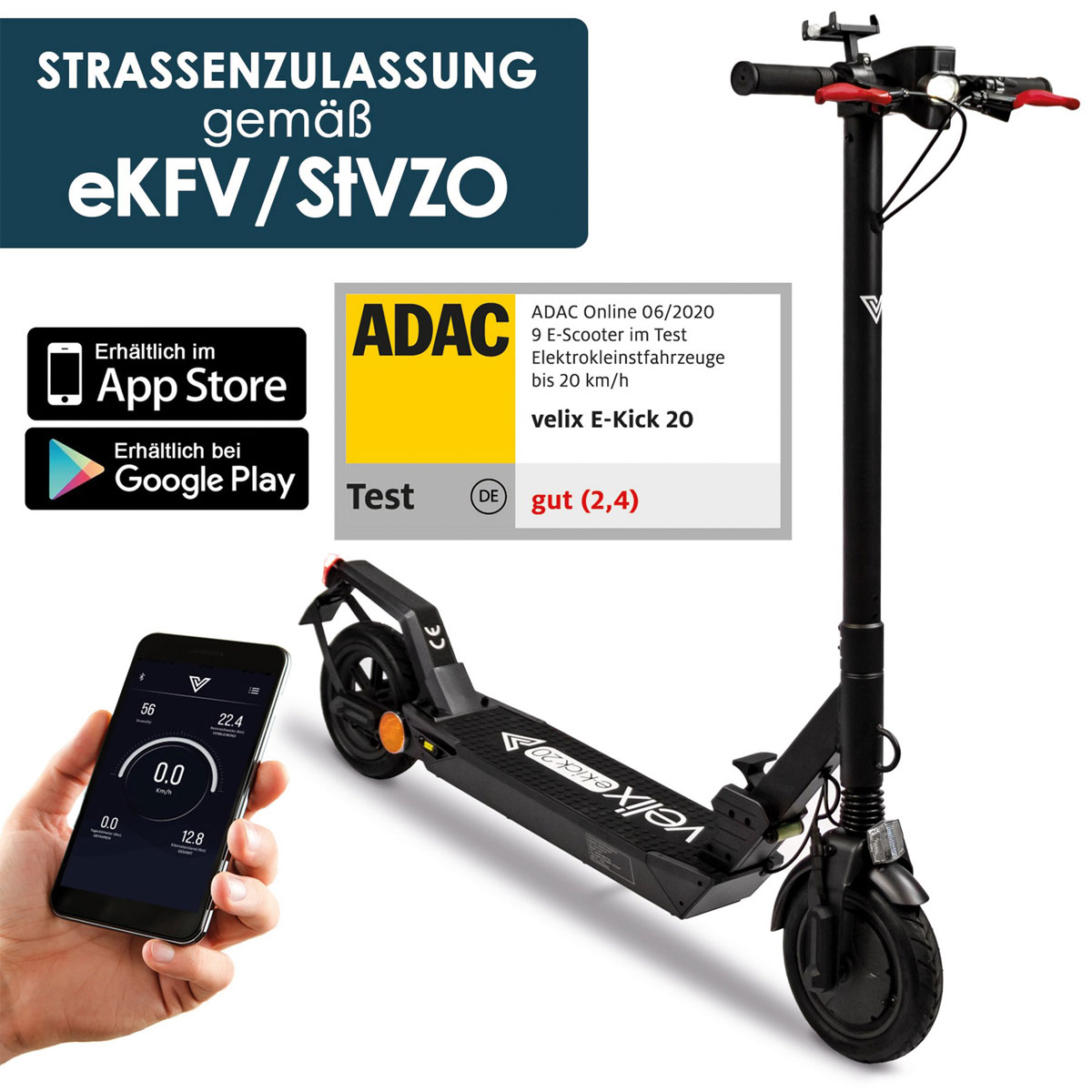 Velix E-Kick-Roller „2021“, 20 V Bild 2