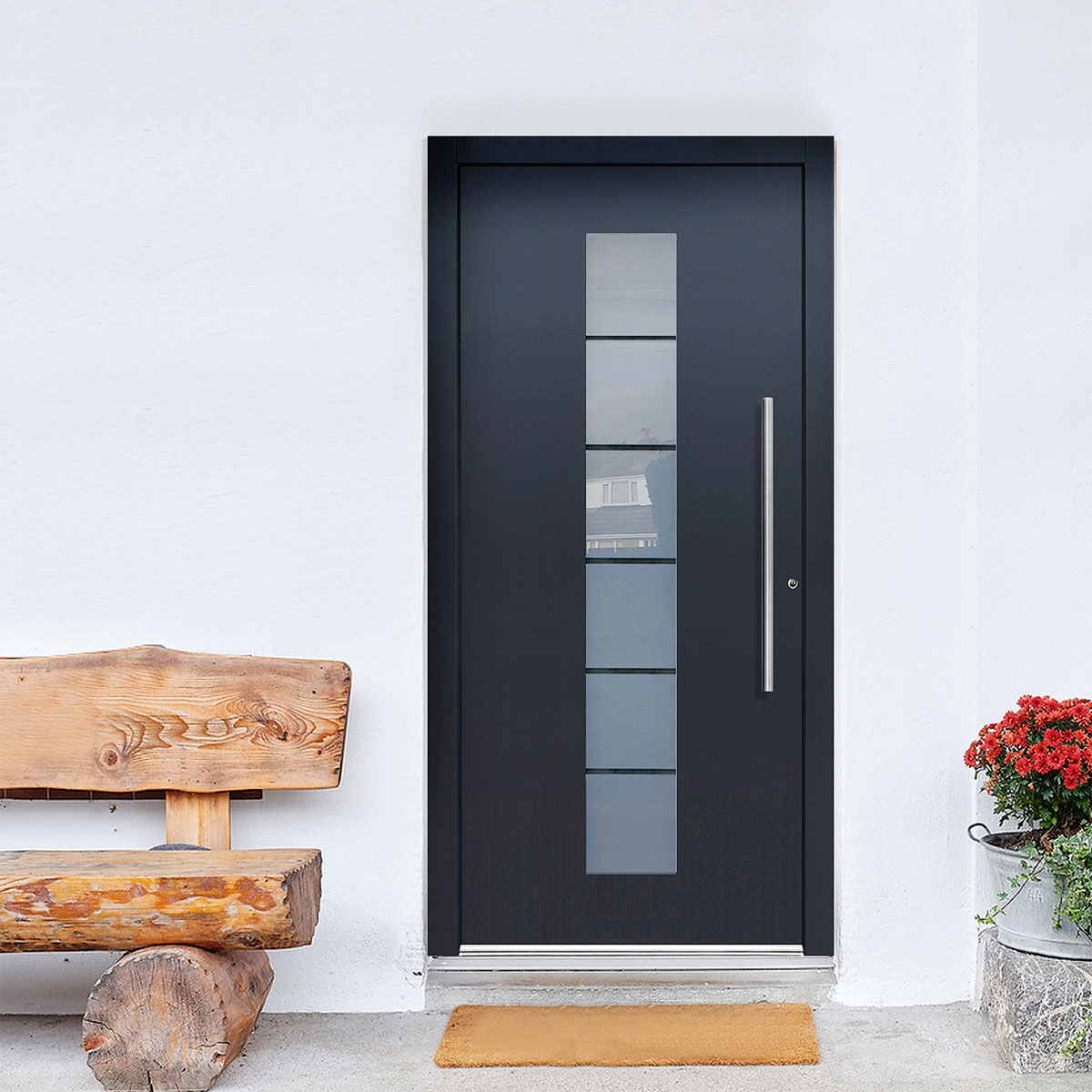 Aluminium-Sicherheitshaustür 108 Lucca anthrazit Anschlag rechts 110 x 210 cm Bild 6