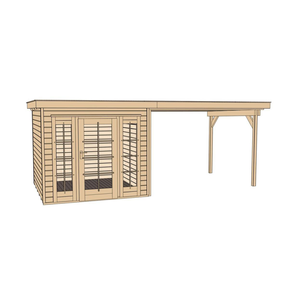 Weka Gartenhaus Panorama 172 Größe 1/2 Anbau 300 cm 590 x 290 x 216 cm Bild 3