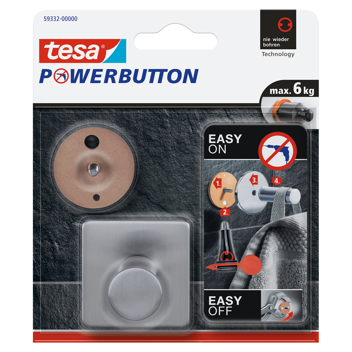 Tesa Haken Powerbutton Classic Eckig