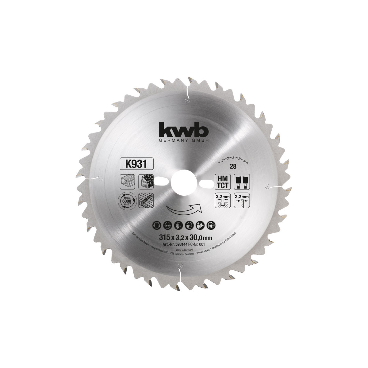 kwb  Bauholz-Kreissägeblätter für Bau- und Tischkreissägen Durchmesser 315 mm Bild 1