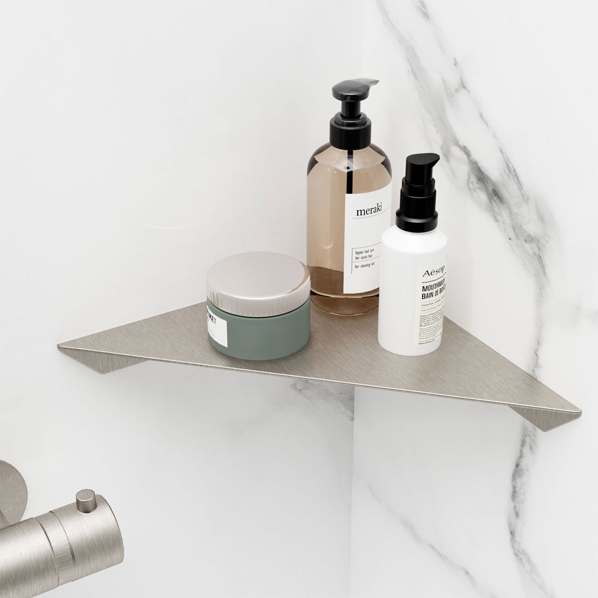 Schulte  Duschablage zum Kleben über Eck Edelstahloptik Bild 3