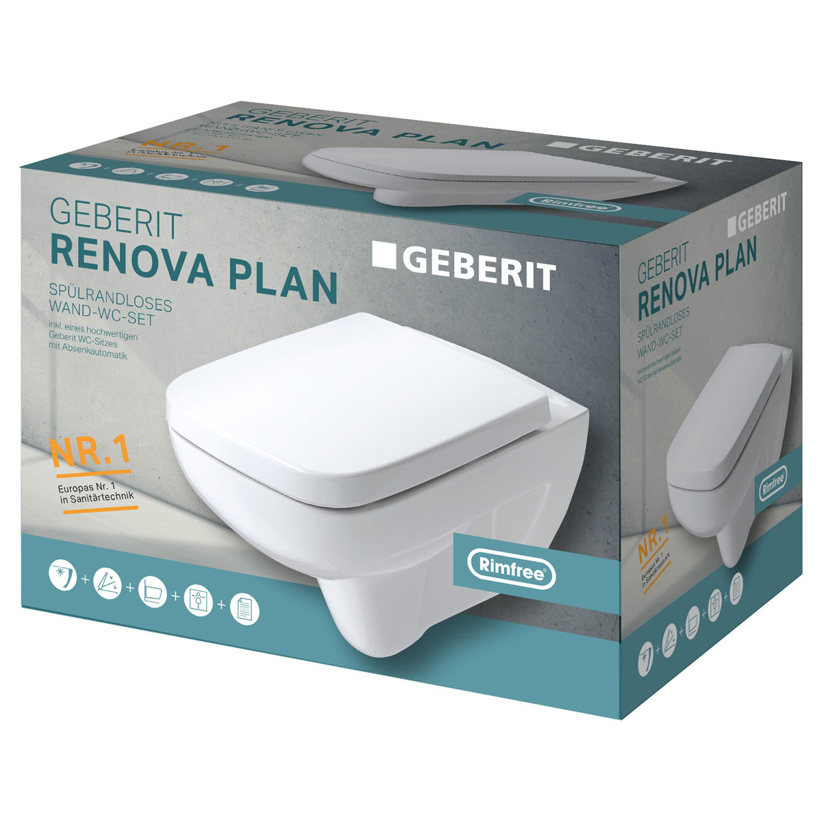 Geberit Tiefspül Wand-WC Renova Plan spülrandlos inkl WC-Sitz Bild 2