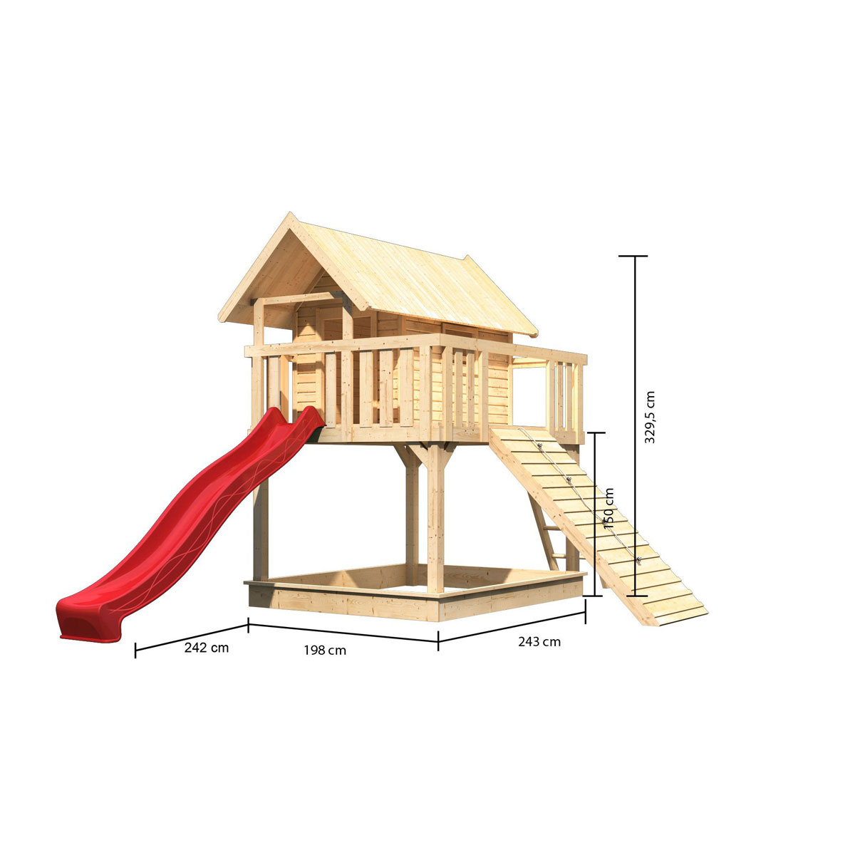Karibu Fidel inklusive  Rampe naturbelassen Rutsche rot Bild 3
