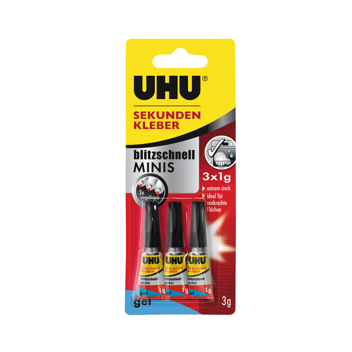 UHU  Sekundenkleber blitzschnell minis gel 3 x 1 g