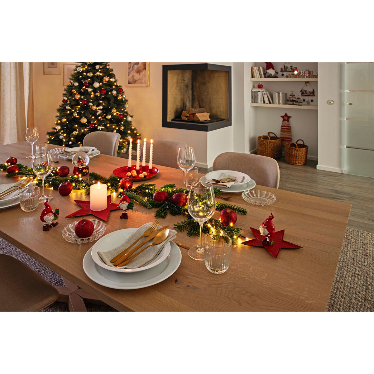 Emaille-Tablett Stern Metall 27,5 x 1 x 27,5 cm rot-gold Bild 3