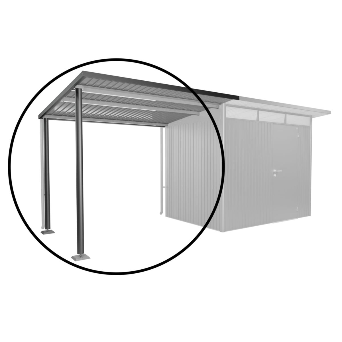 Biohort Seitendach GHA A2/A6 Gr. L 243 x 260 x 218 cm dunkelgrau-metallic